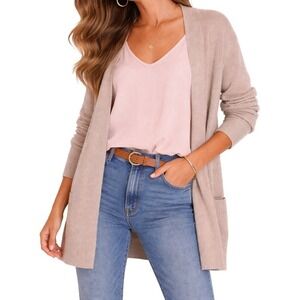 The Great Blush Pink Pointelle Tank Top Soft Knit V Neck Casual Lounge S